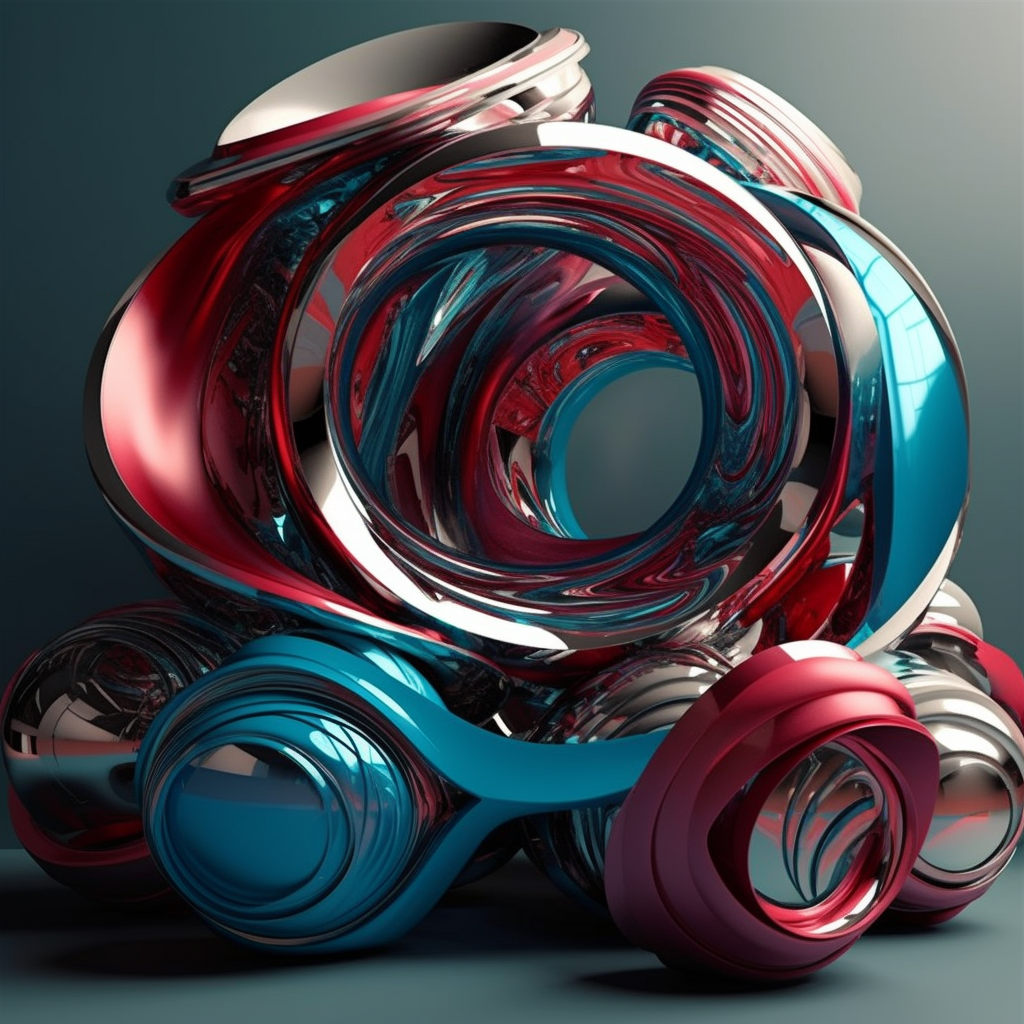 3d Artwork With Red Blue And Turquoise Colors In The 81