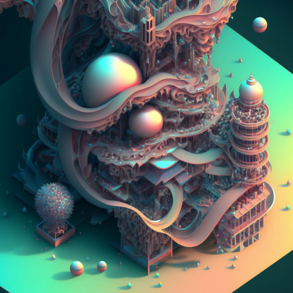 Isometric Paper Art Organic Highly Detailed Mandelbul6