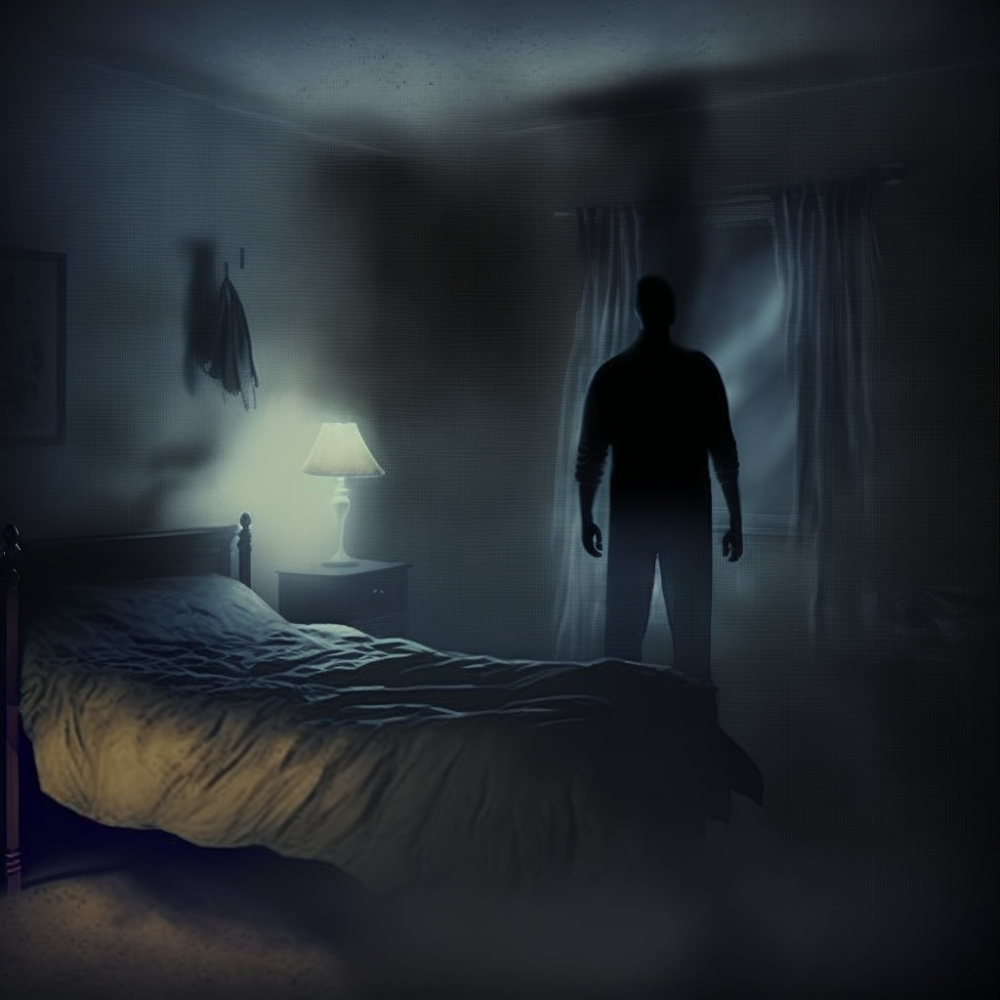Shadow Person Standing In The Bedroom Moody Night Sce1