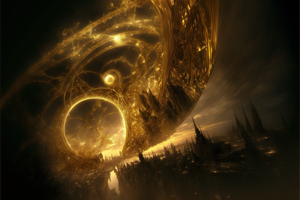 Filigree Gold Fibre Optic Explosion. Zenital Natural 3