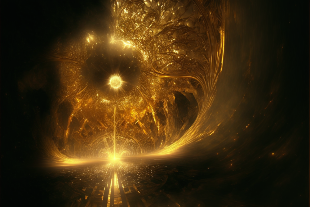 Filigree Gold Fibre Optic Explosion. Symmetric. Zenit4