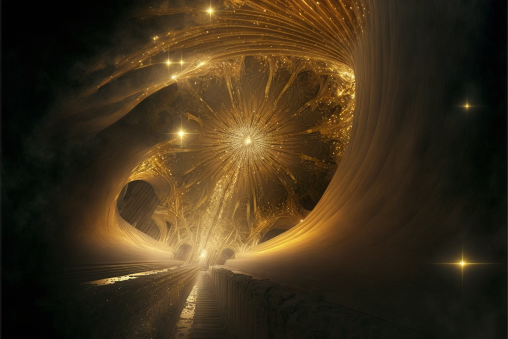 Filigree Gold Fibre Optic Explosion. Symmetric. Zenit5