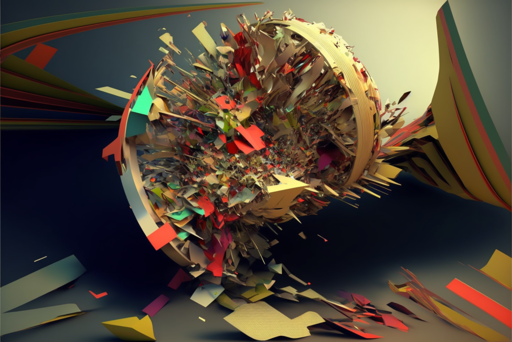 Exploded Interwoven Colorful Abstract Ray Traced Cgst1