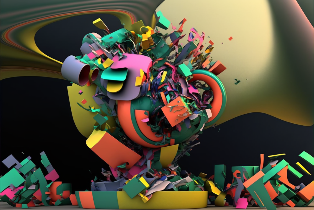 Exploded Interwoven Colorful Abstract Ray Traced Cgst2