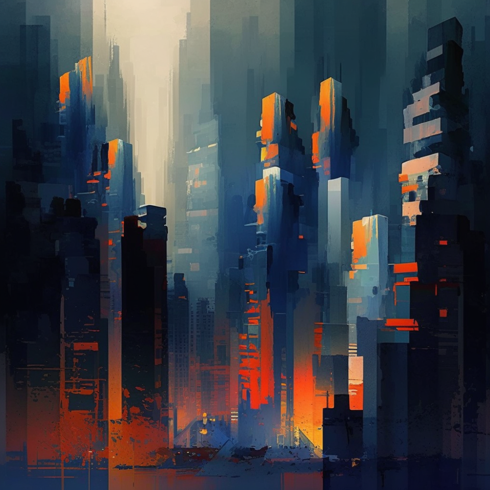 Create An Abstract Cityscape That Contrasts Modern An3
